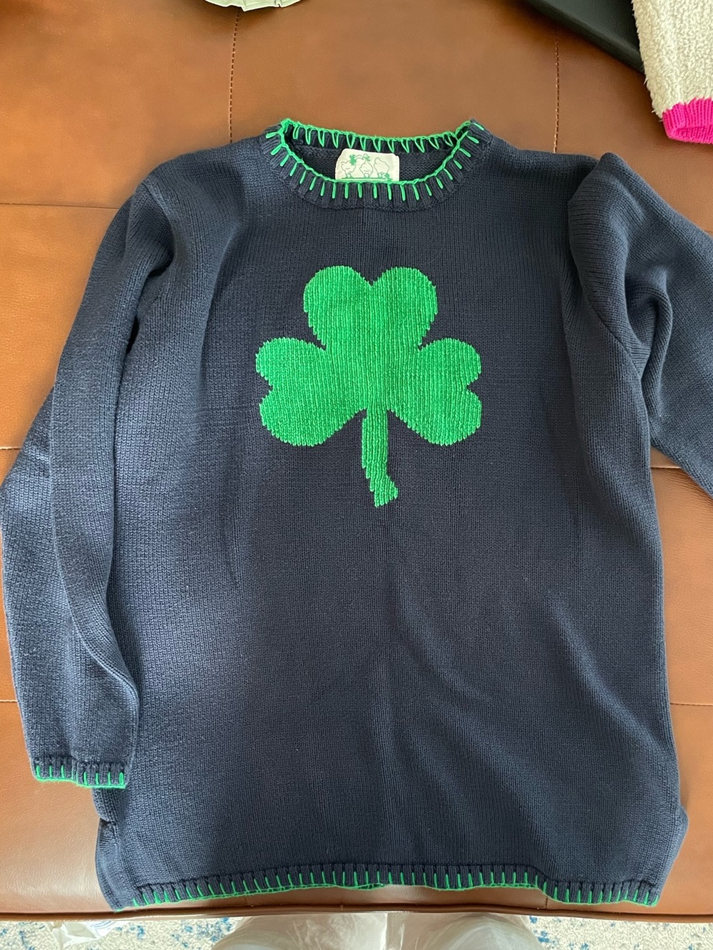 Vintage Navy Blue Shamrock Sweater